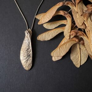 collier *samara* en argent 925 patiné - série Feuilles d'automne
